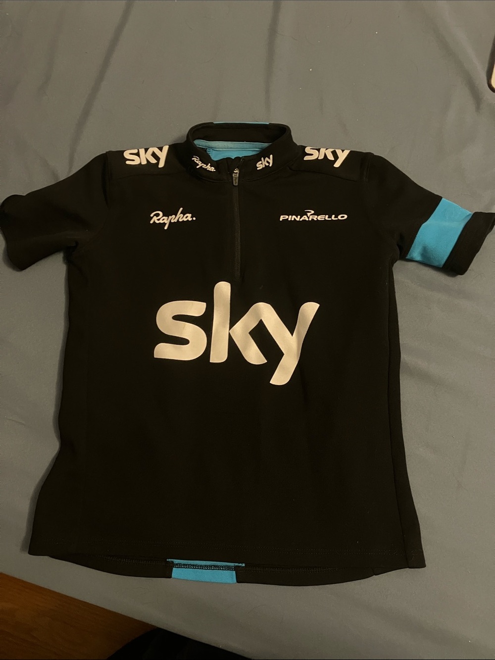 Rapha Black Kids Cycling Jersey with Blue Accents
